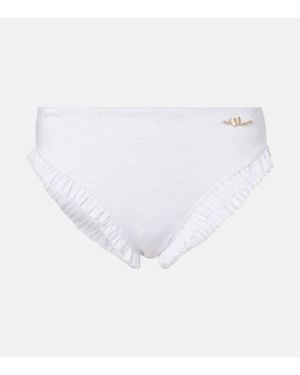 Chloé Slip Bikini Con Volant - Bianco