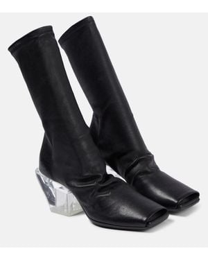 Rick Owens Square-Toe Leather Ankle Boots - Black