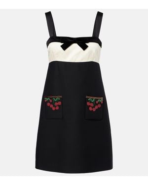 Valentino Crepe Couture Embroidered Minidress - Black