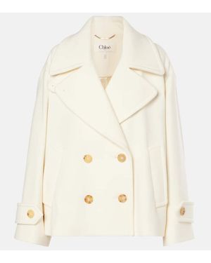 Chloé Cropped Wool-blend Coat - Natural