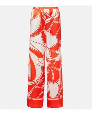 Sir. The Label Ramona Printed Silk Satin Wide-Leg Trousers - Red