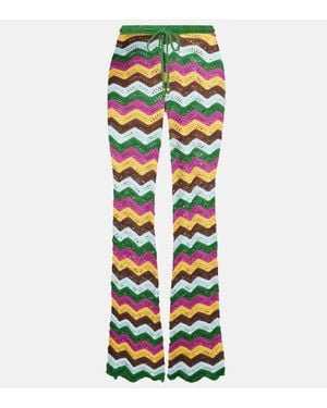 Bananhot Kim Crochet Cotton-Blend Straight Trousers - Multicolour