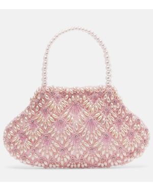 Clio Peppiatt Scallop Mini Embellished Tote Bag - Pink