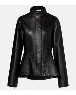 Alaïa Peplum Leather Jacket - Black