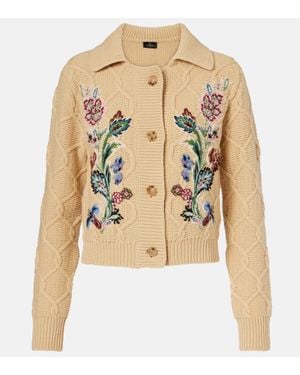 Etro Bestickter Cardigan Aus Wolle Und Kaschmir - Natur