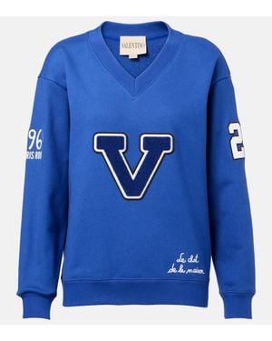 Valentino Sweat-Shirt Brode En Coton - Bleu