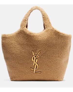 Saint Laurent Icare Maxi Shearling Tote Bag - Brown