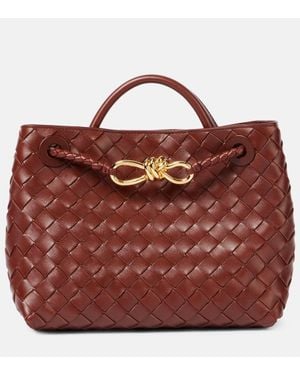 Bottega Veneta Andiamo Intrecciato Small Leather Tote Bag - Red