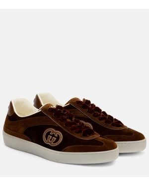 Gucci G75 Suede Trainers - Brown