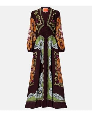 La DoubleJ Printed Silk Maxi Dress - Brown