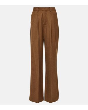 AG Jeans X Emrata Joan Wool Wide-Leg Trousers - Brown