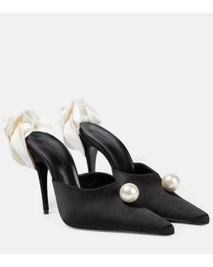 Magda Butrym Verzierte Mules Aus Satin - Schwarz