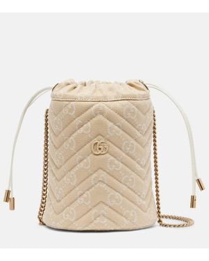 Gucci Bolso Saco Gg Marmont Mini De Denim - Neutro