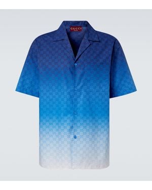 Gucci Hemd Gg Aus Baumwollpopeline - Blau