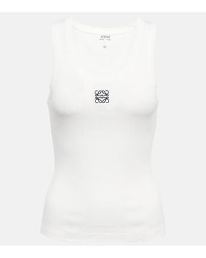 Loewe Anagram-Embroidered Stretch-Cotton Tank Top - White