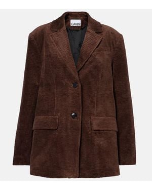 Ganni Cotton Corduroy Blazer - Brown