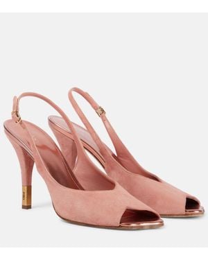 Chloé Slingback-Pumps Flower 95 Aus Veloursleder - Pink