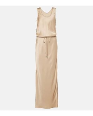 Brunello Cucinelli Satin Maxi Dress - Natural