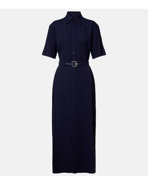 Ralph Lauren Belted Wool Midi Dress - Blue