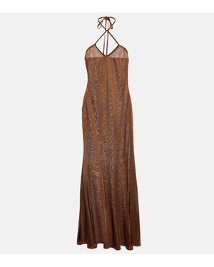 Tom Ford Halterneck Jersey Maxi Dress - Brown