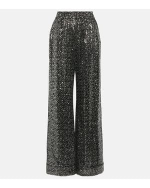 Dolce & Gabbana Pantalon Ample A Taille Haute A Sequins - Gris