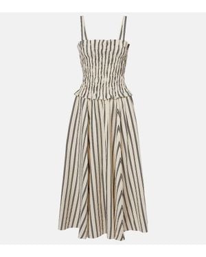 Polo Ralph Lauren Silk-Blend A-Line Midi Dress - Natural