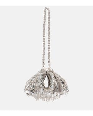 Jimmy Choo Clutch Callie Mini Aus Satin Mit Pailletten - Weiß