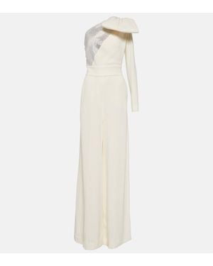 Elie Saab Embellished One-Shoulder Jumpsuit - White