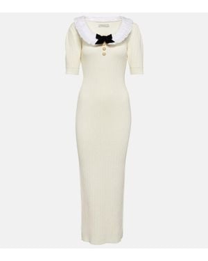 Alessandra Rich Abito midi con ruches - Bianco
