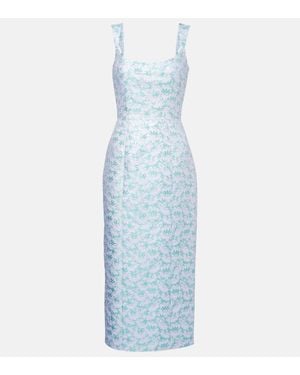 Markarian Numa Daisy Brocade Corset Midi Dress - Blue