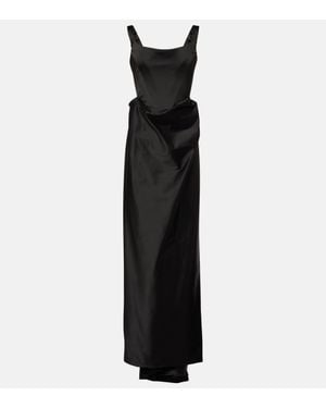 Vivienne Westwood Camille Draped Crepe Satin Bustier Gown - Black