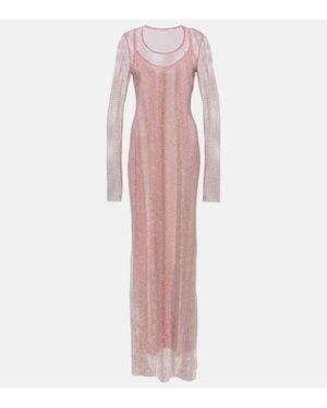 Sportmax Embellished Mesh Gown - Pink