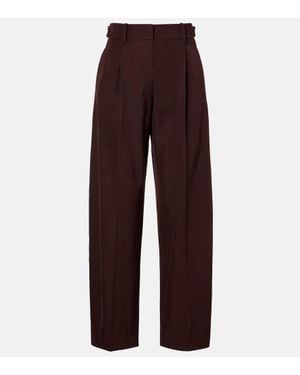 Brunello Cucinelli Wool And Cotton Straight Trousers - Brown
