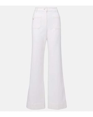 Victoria Beckham Jeans Alina A Gamba Larga E Vita Alta - Bianco