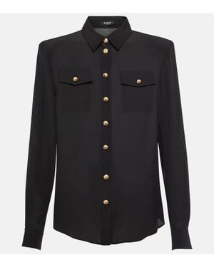 Balmain Crepe De Chine Shirt - Black