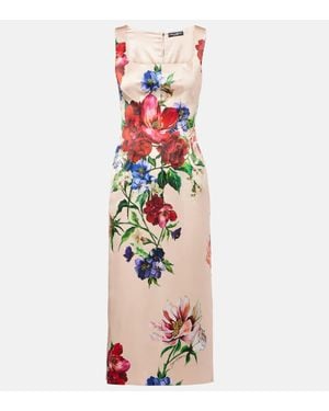 Dolce & Gabbana Printed Satin Dress - Pink