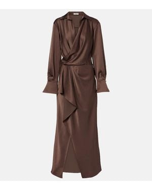 Jonathan Simkhai Talita Draped Satin Wrap Dress - Brown