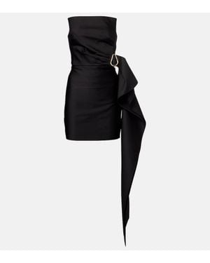Roland Mouret Draped Strapless Taffeta Minidress - Black
