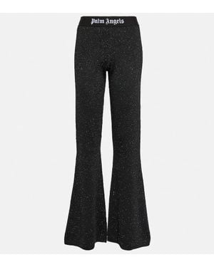 Palm Angels Printed Mid-Rise Flared Pants - Black