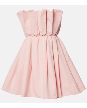 STAUD Cordelia Pleated Cotton-Blend Minidress - Pink