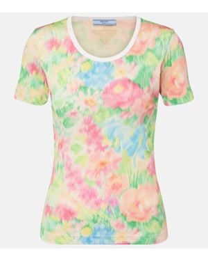 Prada Bedrucktes T-Shirt Aus Baumwolle - Mehrfarbig