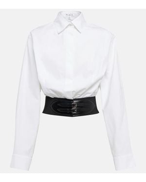 Alaïa Belted Cotton Poplin Shirt - White