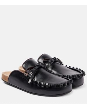 JW Anderson Ruffled Leather Mules - Black