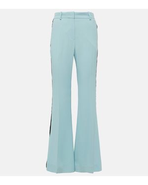 Nina Ricci Velvet-Trimmed Cady Flared Trousers - Blue