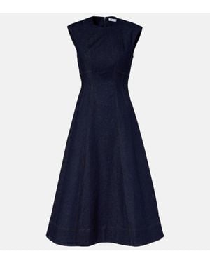 Veronica Beard Midikleid Dulce Aus Denim - Blau