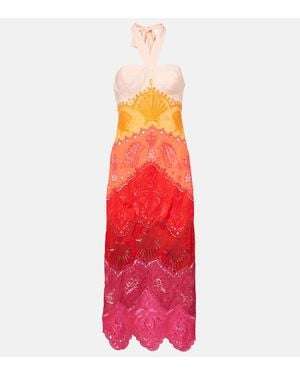 FARM Rio Printed Cotton And Linen Midi Dress - Red