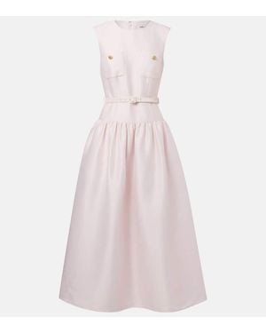 Self-Portrait Belted Taffeta Midi Dress - Pink