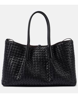 Bottega Veneta New Tote Intrecciato Large Leather Tote Bag - Black