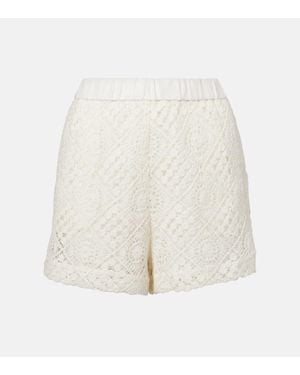 SIR. Crochet High-Rise Cotton Shorts - White