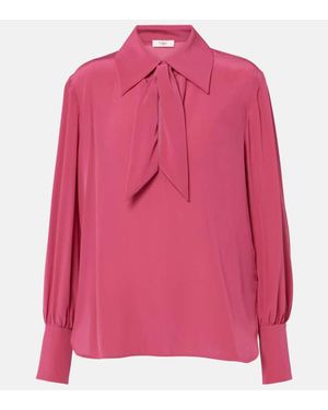 Chloé Tie-Neck Silk Crepe De Chine Blouse - Pink
